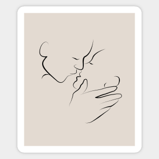 A Tender Kiss Couple Line Art Illustration Sticker